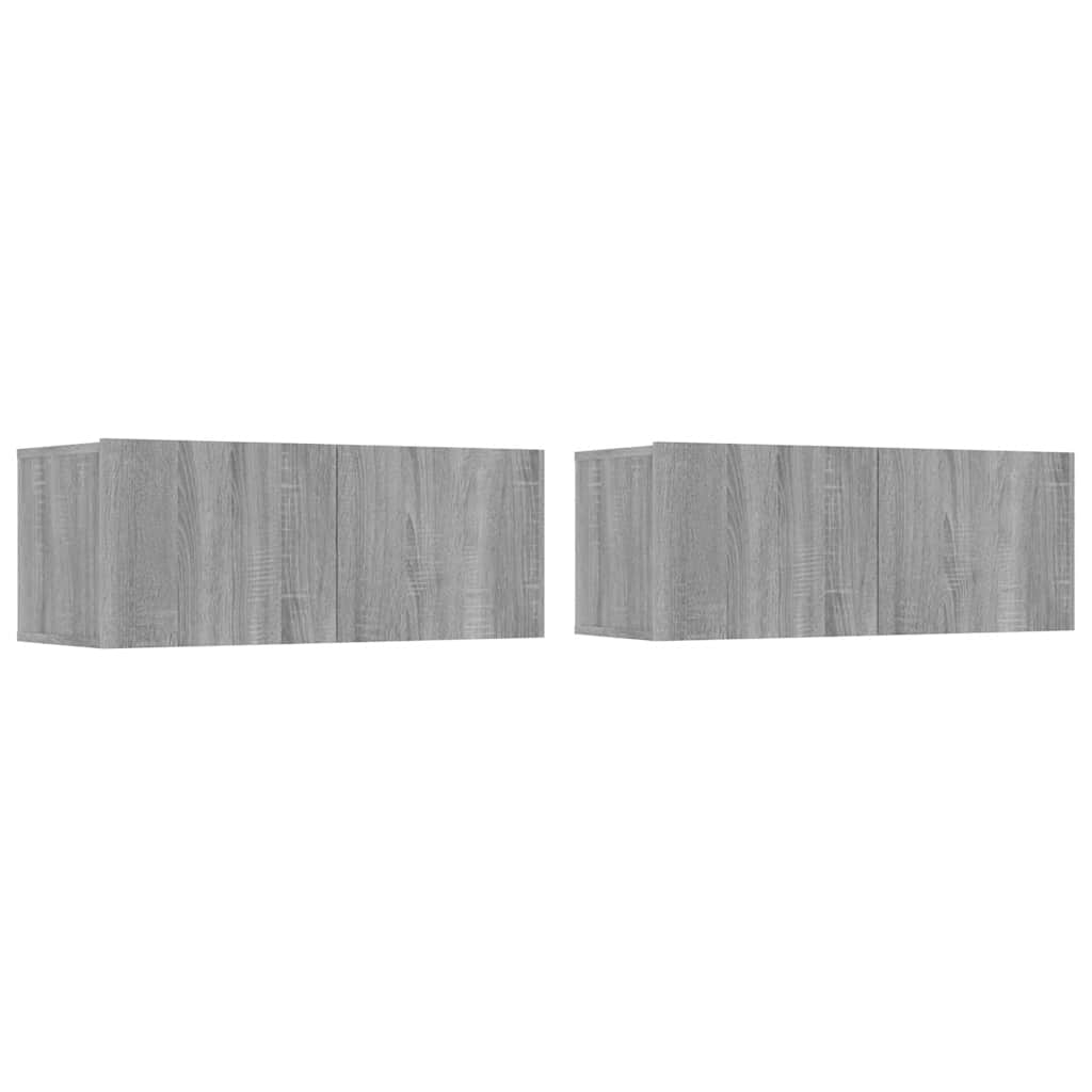 Mobili TV 2pz Grigio Sonoma 80x30x30cm Legno Multistrato