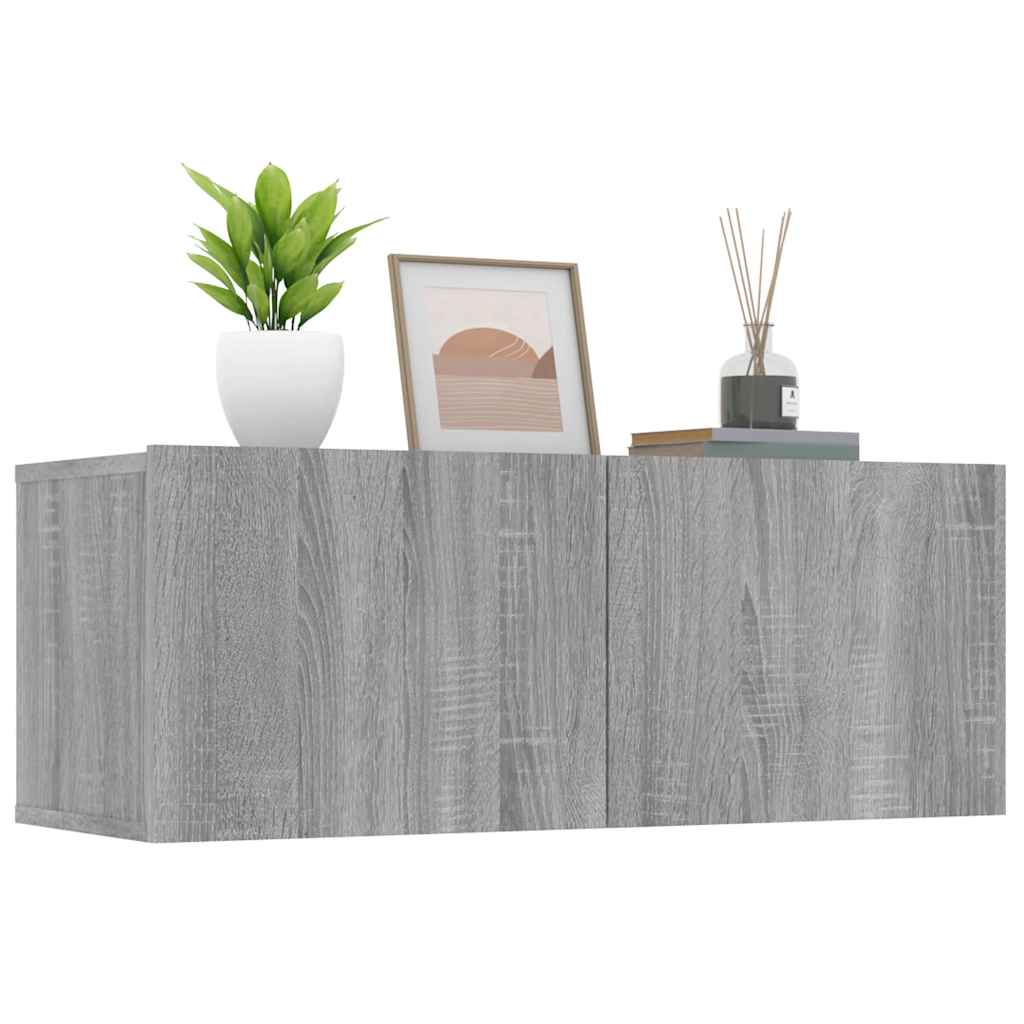Mobili TV 2pz Grigio Sonoma 80x30x30cm Legno Multistrato