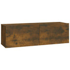 Mobili TV Parete 2pz Rovere Fumo 100x30x30 cm Legno Multistrato