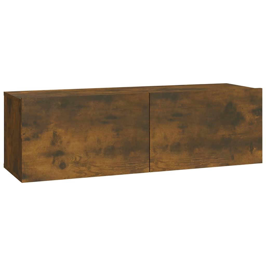 Mobili TV Parete 2pz Rovere Fumo 100x30x30 cm Legno Multistrato
