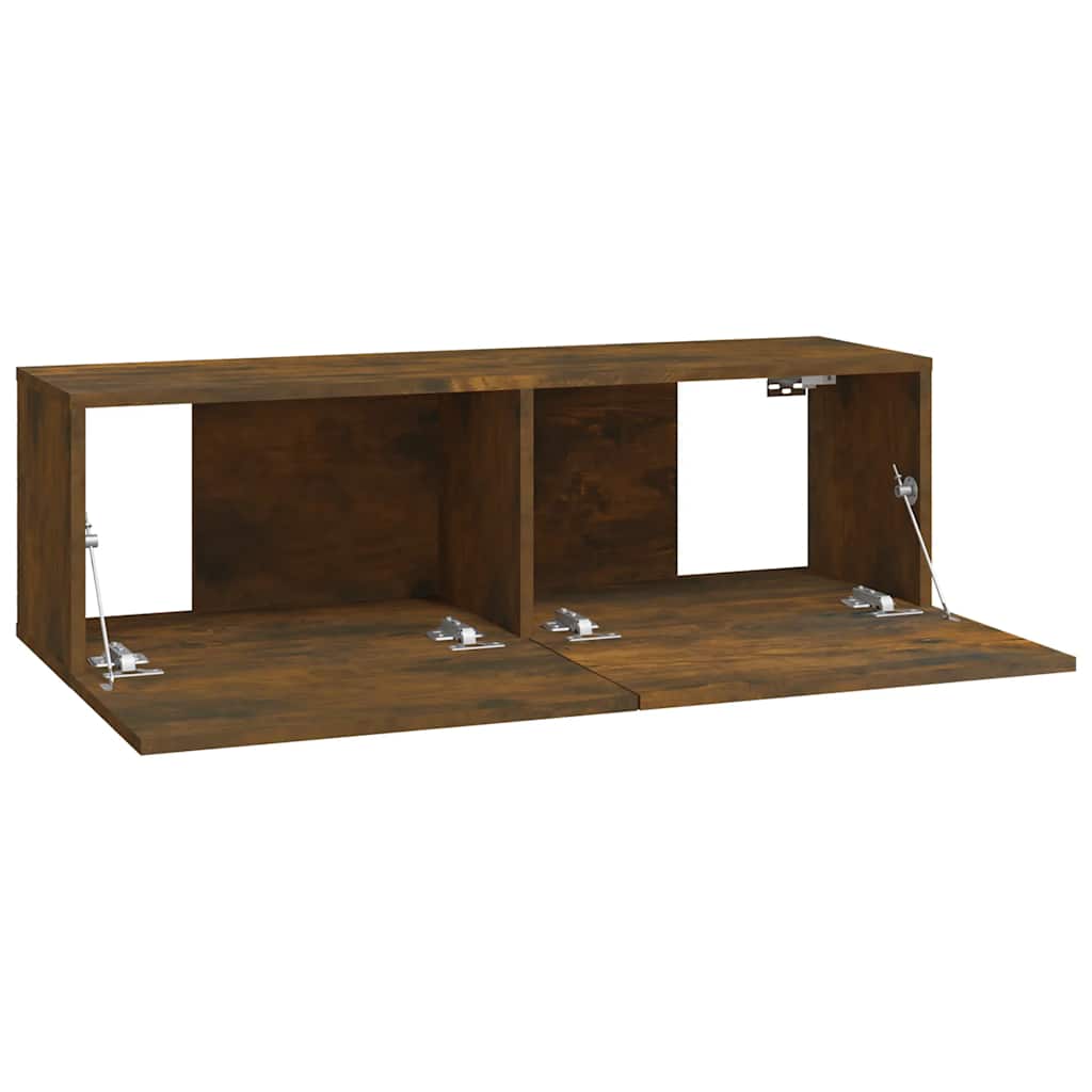 Mobili TV Parete 2pz Rovere Fumo 100x30x30 cm Legno Multistrato