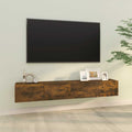 Mobili TV Parete 2pz Rovere Fumo 100x30x30 cm Legno Multistrato