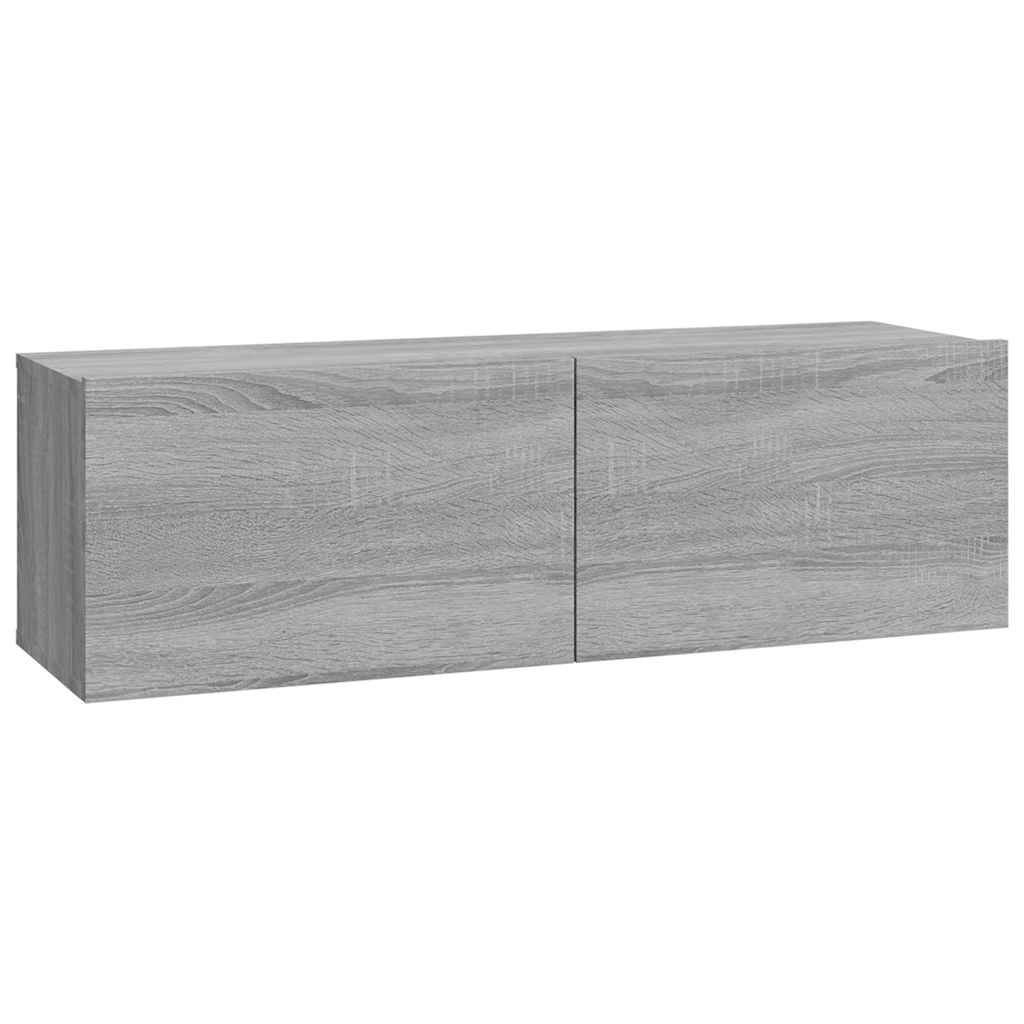 Mobili TV Muro 2pz Grigio Sonoma 100x30x30 cm Legno Multistrato