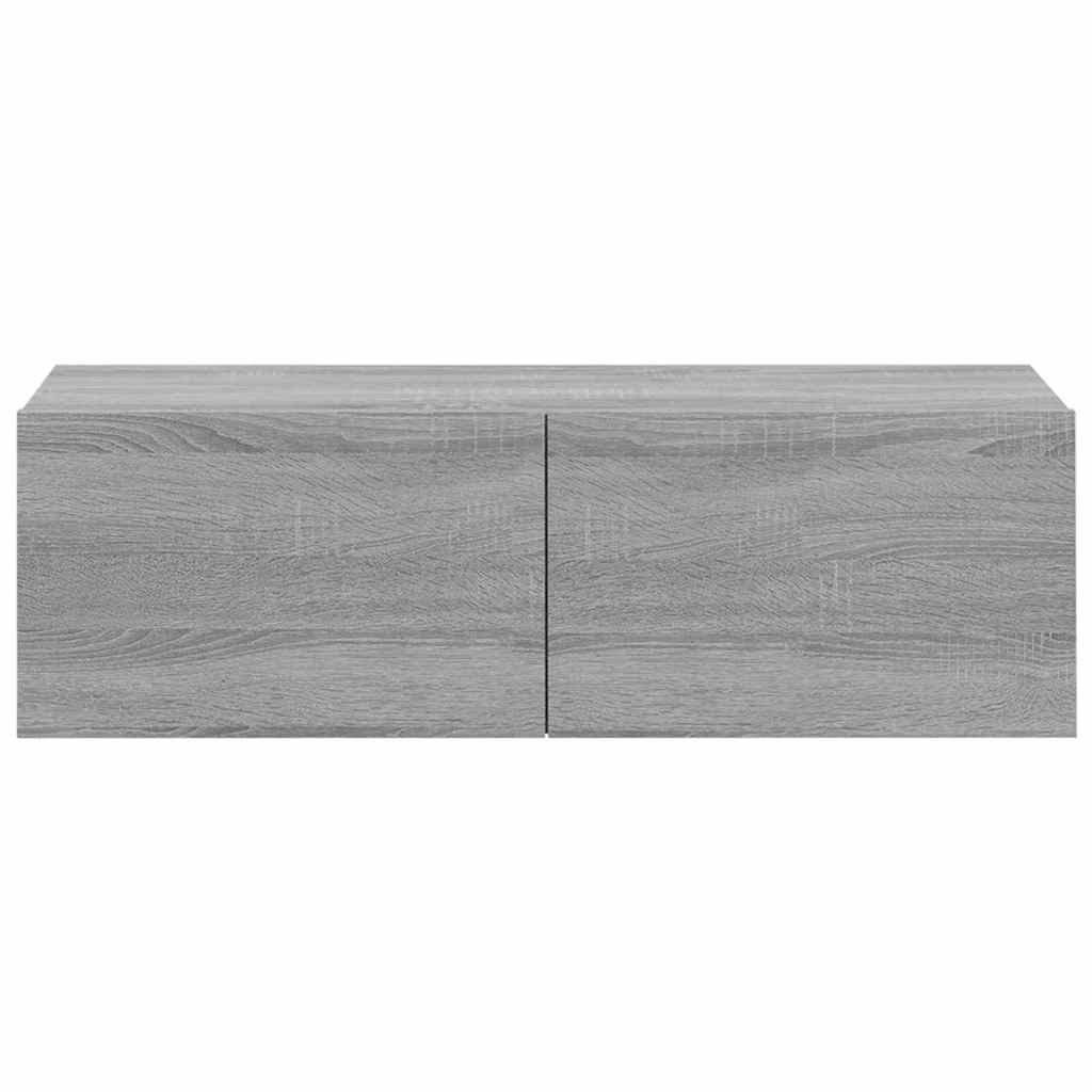 Mobili TV Muro 2pz Grigio Sonoma 100x30x30 cm Legno Multistrato
