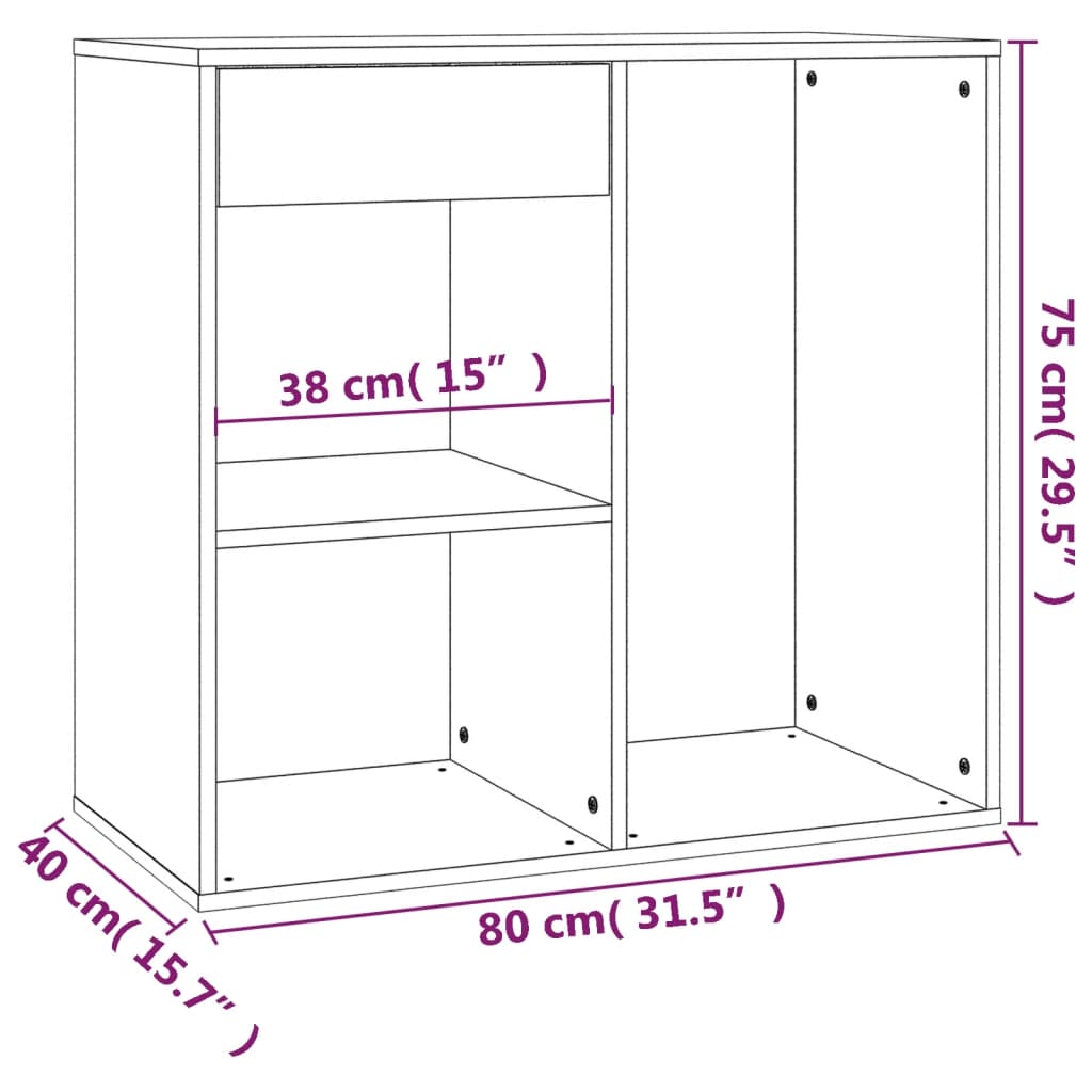 Armadietto Cosmetici Grigio Sonoma 80x40x75cm Legno Multistrato