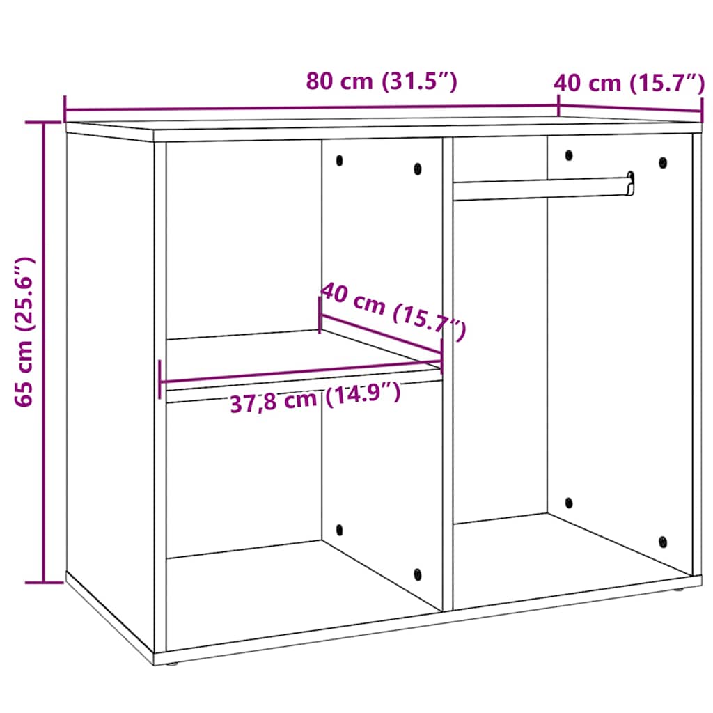 Armadietto Cosmetici Rovere Fumo 80x40x65 cm Legno Multistrato