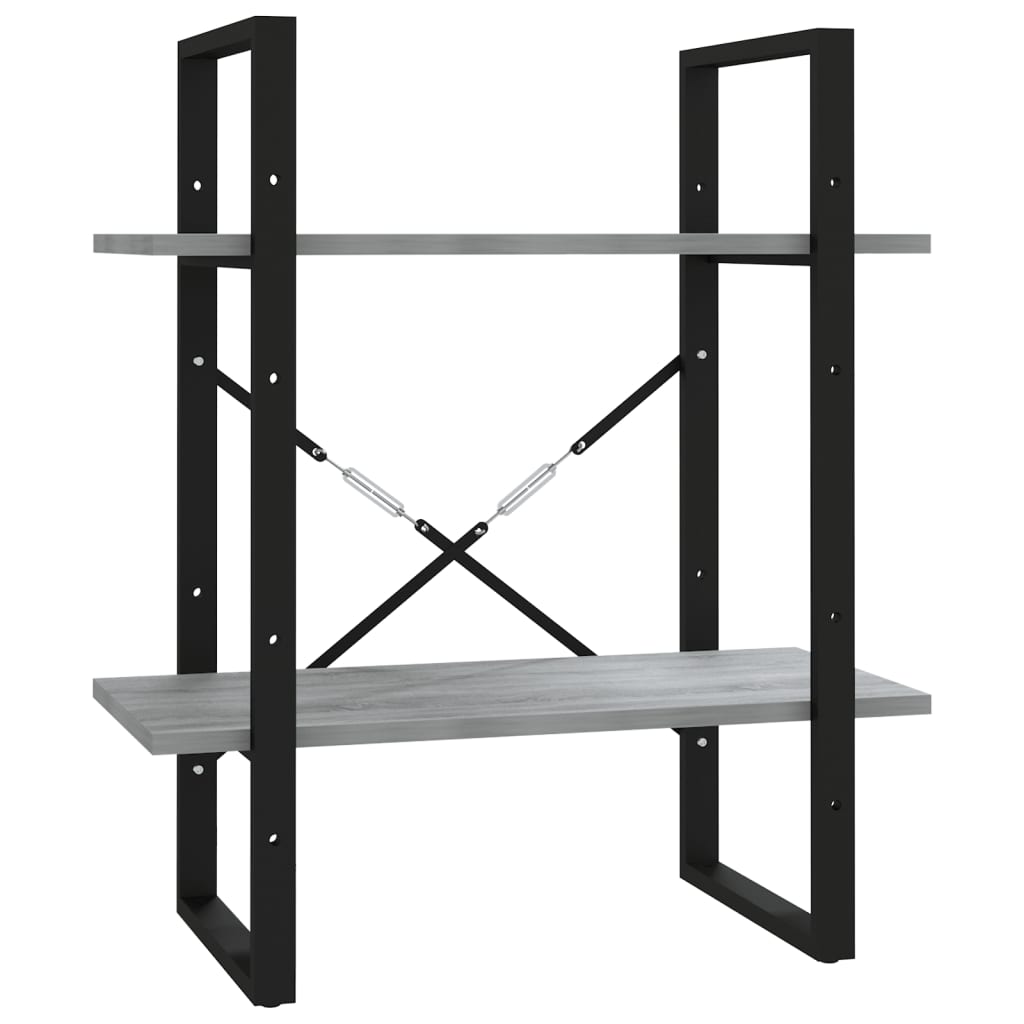 Libreria a 2 Ripiani Grigio Sonoma 60x30x70cm Legno Multistrato