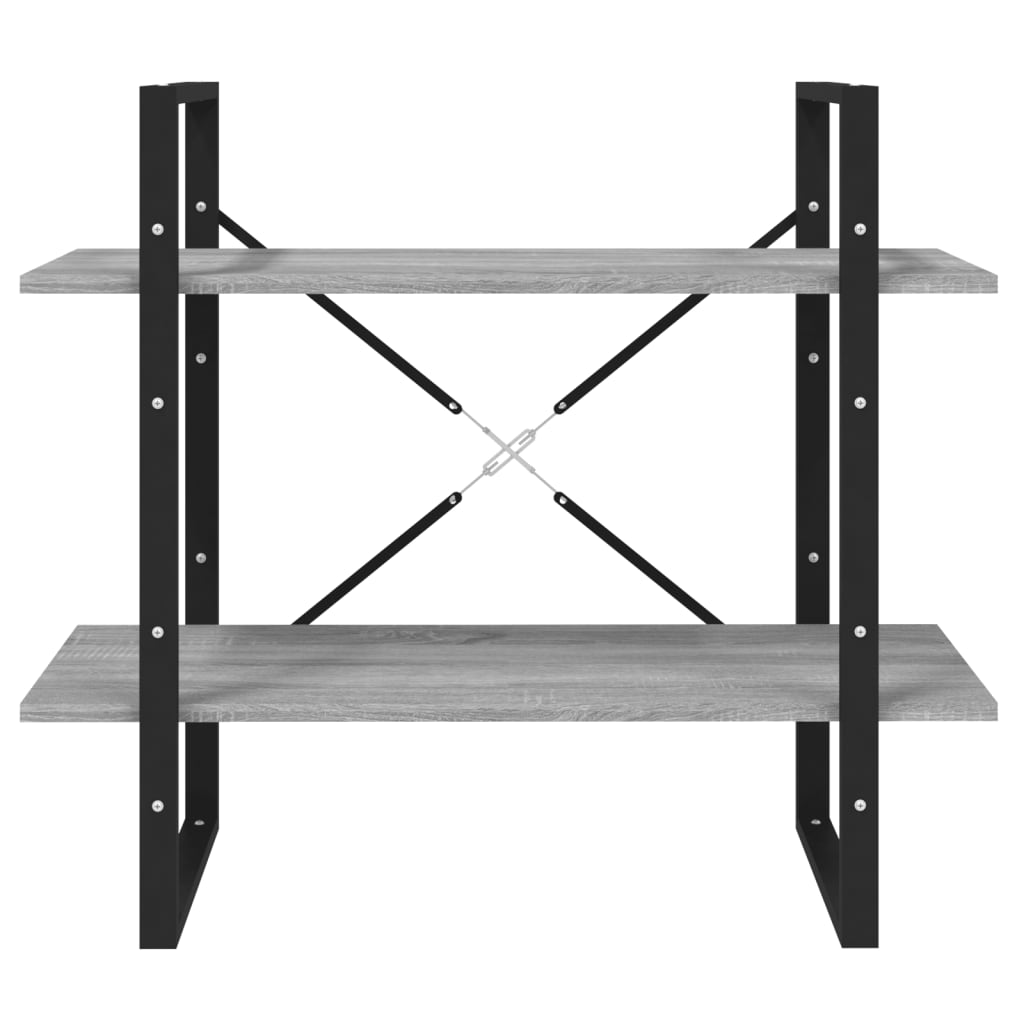 Libreria a 2 Ripiani Grigio Sonoma 80x30x70cm Legno Multistrato