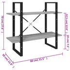 Libreria a 2 Ripiani Grigio Sonoma 80x30x70cm Legno Multistrato