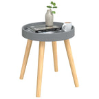 Tavolino Grigio 38x38x40cm Legno Multistrato e Massello di Pino