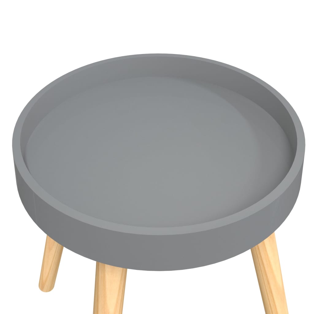 Tavolino Grigio 38x38x40cm Legno Multistrato e Massello di Pino