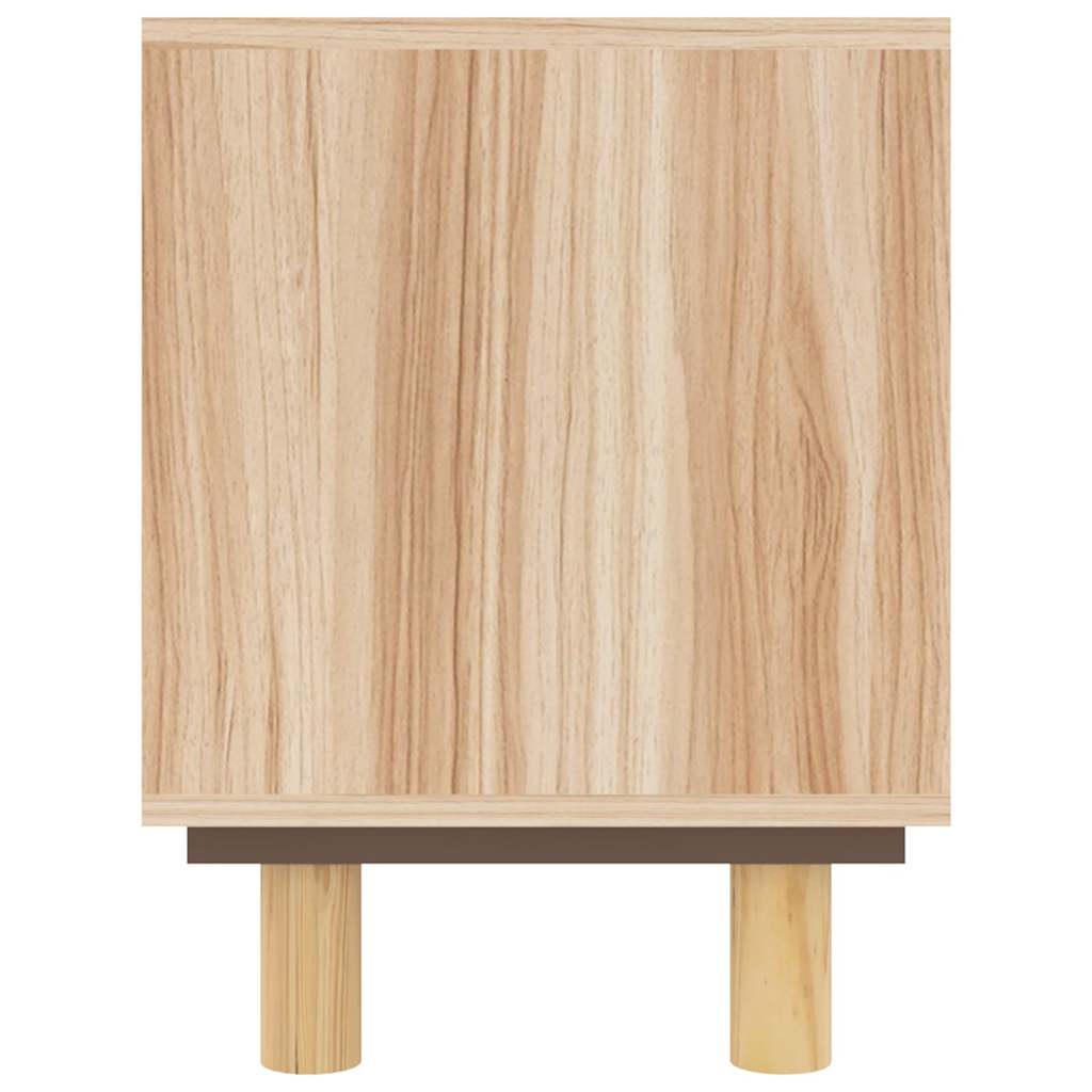 Mobile TV Marrone 80x30x40 cm Massello Pino e Rattan Naturale