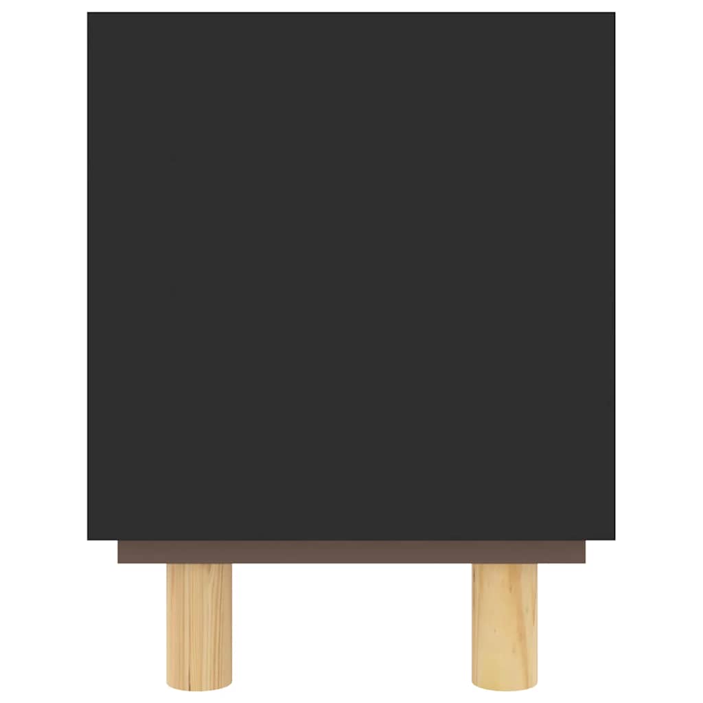 Mobile TV Nero 105x30x40 cm Massello Pino e Rattan Naturale