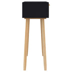 Tavolo Consolle Nero 80x30x75cm Massello Pino e Rattan Naturale