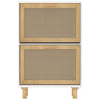 Scarpiera Bianca 52x25x80cm Legno Multistrato e Rattan Naturale
