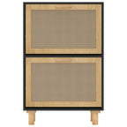Scarpiera Nero 52x25x80cm Legno Multistrato e Rattan Naturale