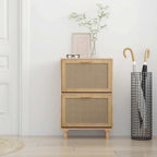 Scarpiera Marrone52x25x80cm Legno Multistrato e Rattan Naturale