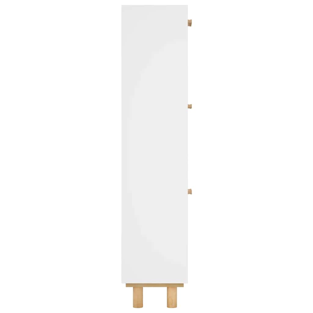 Scarpiera Bianca52x25x115cm Legno Multistrato e Rattan Naturale