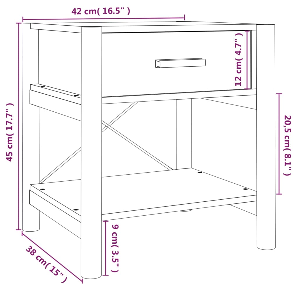 Tavolini da Letto 2pz Bianchi 42x38x45 cm in Legno Multistrato