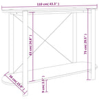 Tavolino Consolle 110x38x75 cm in Legno Multistrato