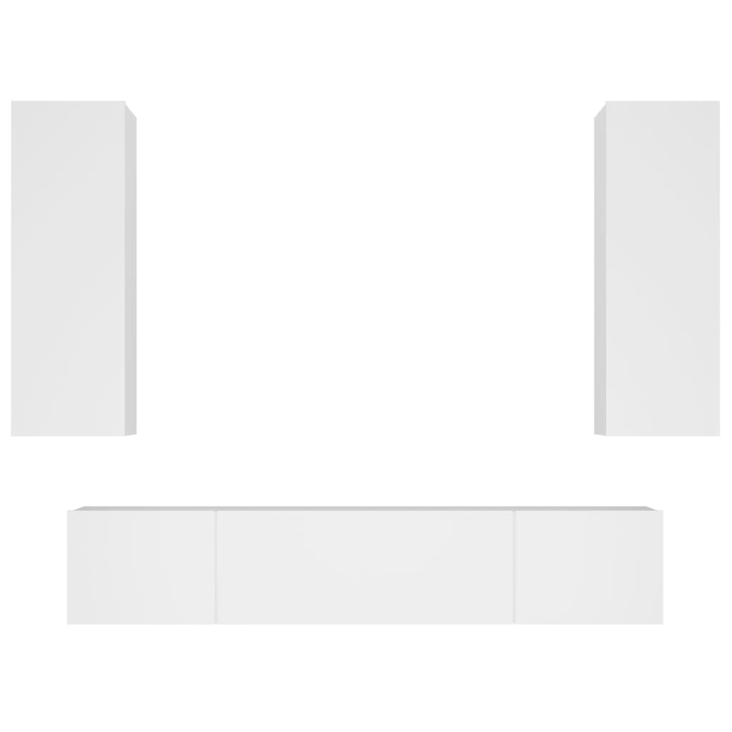 Set di Mobili Porta TV 4 pz Bianco in Legno Multistrato