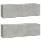 Set di Mobili Porta TV 3 pz Grigio Cemento in Legno Multistrato