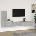 Set di Mobili Porta TV 3 pz Grigio Cemento in Legno Multistrato