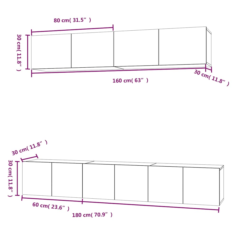 Set di Mobili Porta TV 5 pz Grigio Cemento in Legno Multistrato