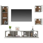 Set di Mobili Porta TV 5 pz Grigio Cemento in Legno Multistrato