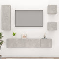 Set di Mobili Porta TV 5 pz Grigio Cemento in Legno Multistrato