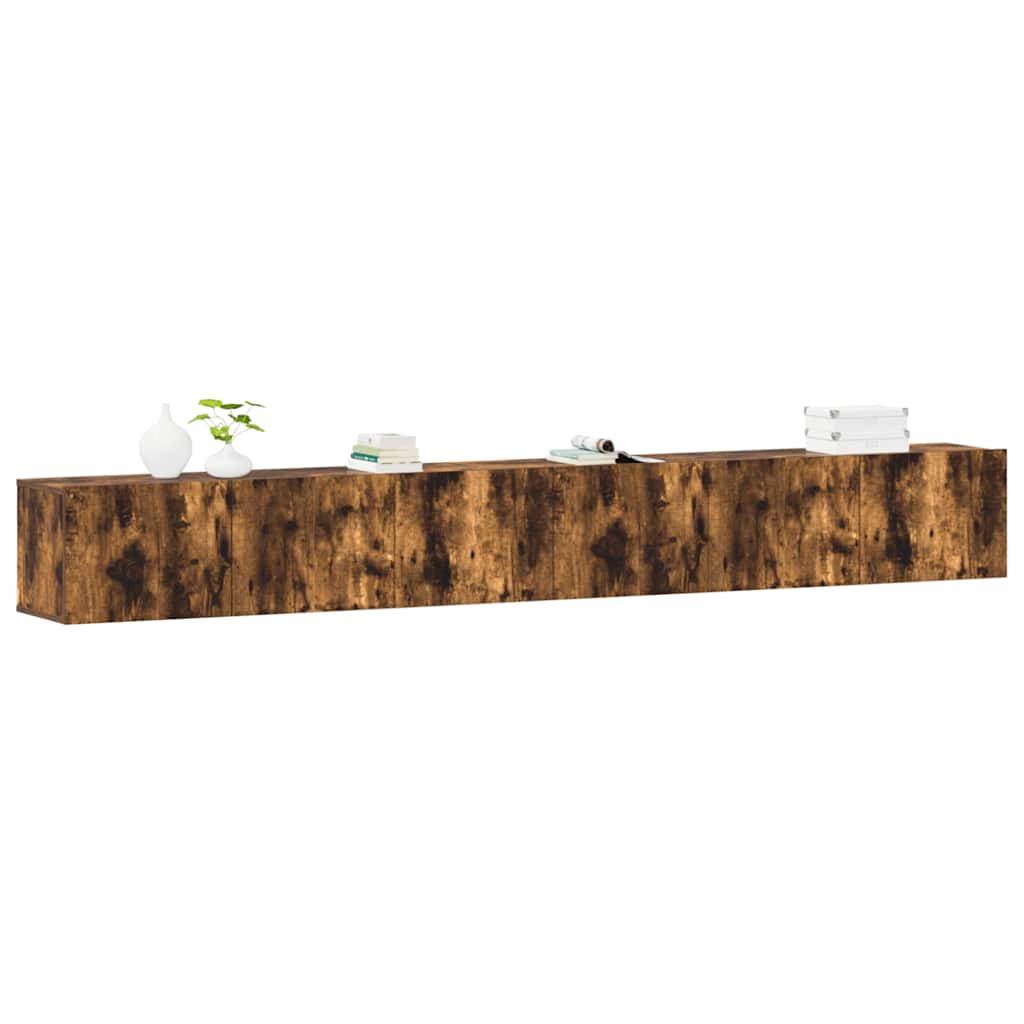 Set Mobili Porta TV 3 pz Rovere Fumo in Legno Multistrato