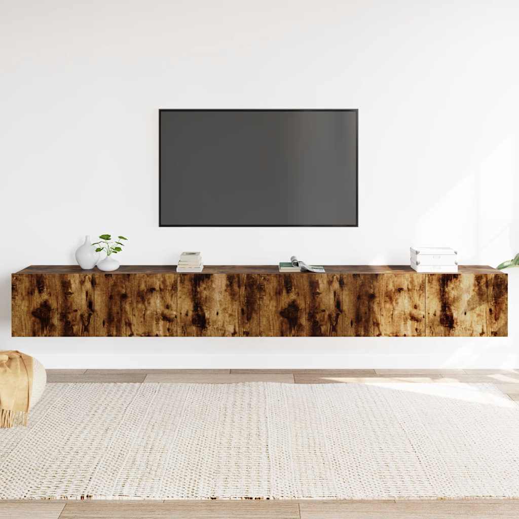 Set Mobili Porta TV 3 pz Rovere Fumo in Legno Multistrato