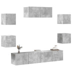 Set di Mobili Porta TV 7 pz Grigio Cemento in Legno Multistrato