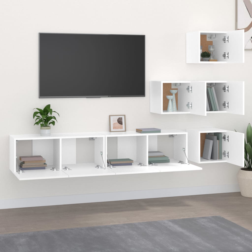 Mobile Porta TV a Parete Bianco in Legno Multistrato