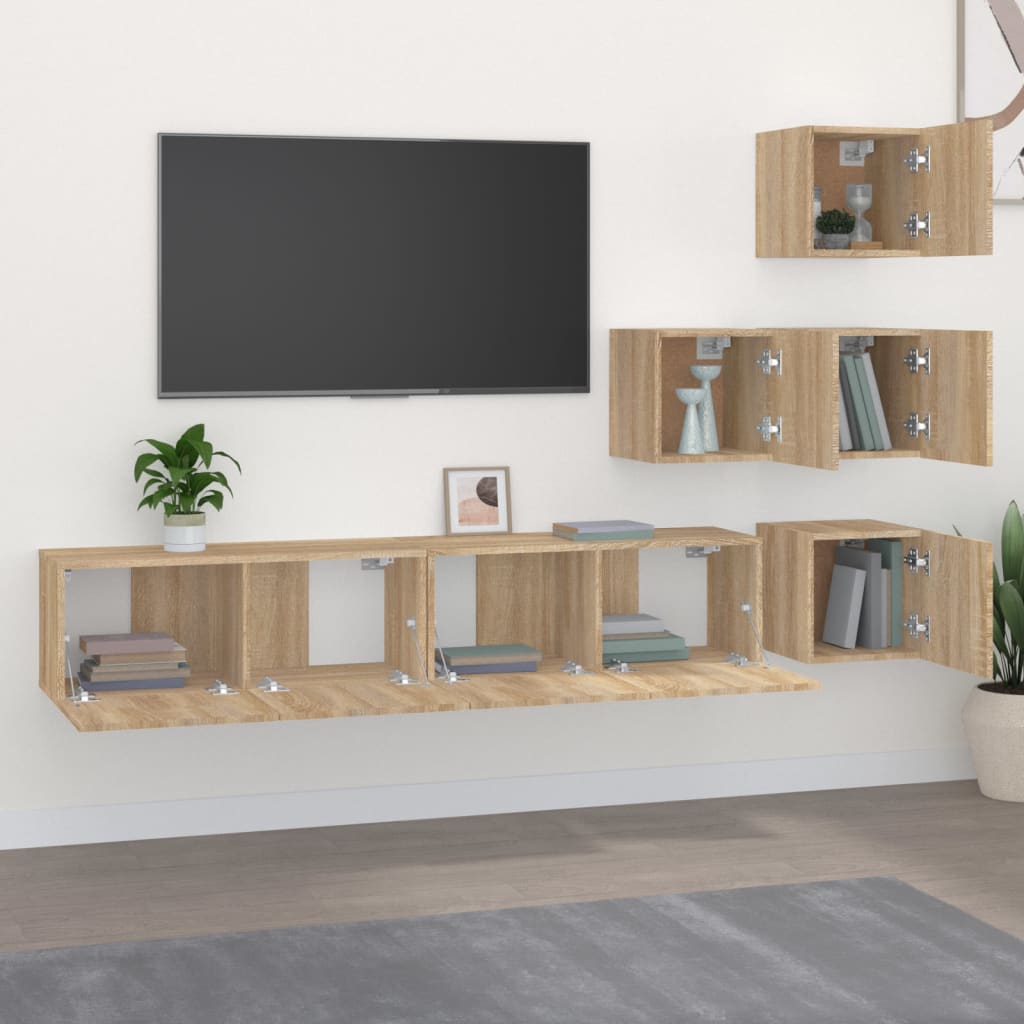 Mobile Porta TV a Parete Rovere Sonoma in Legno Multistrato