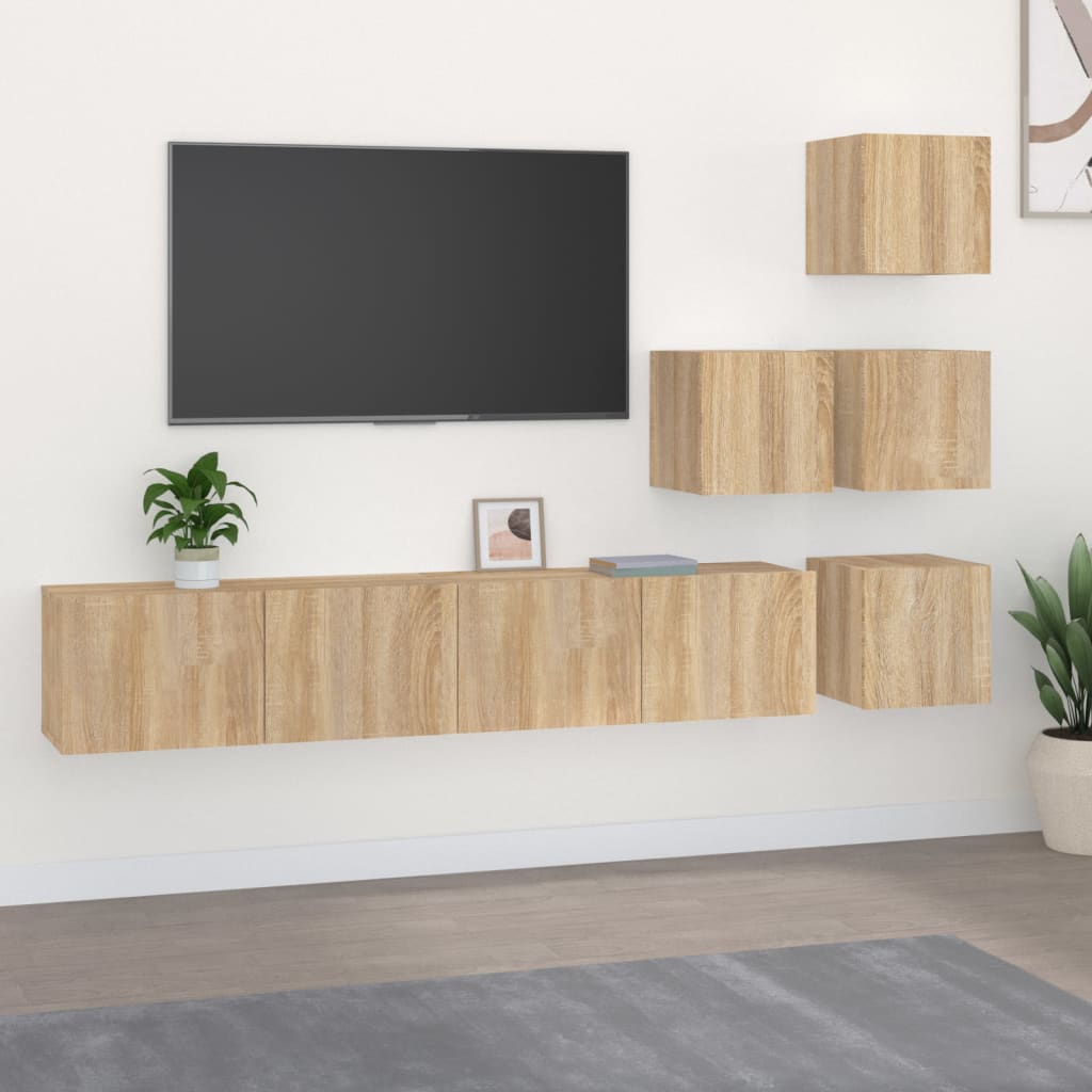 Mobile Porta TV a Parete Rovere Sonoma in Legno Multistrato