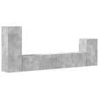 Set di Mobili Porta TV 4 pz Grigio Cemento in Legno Multistrato
