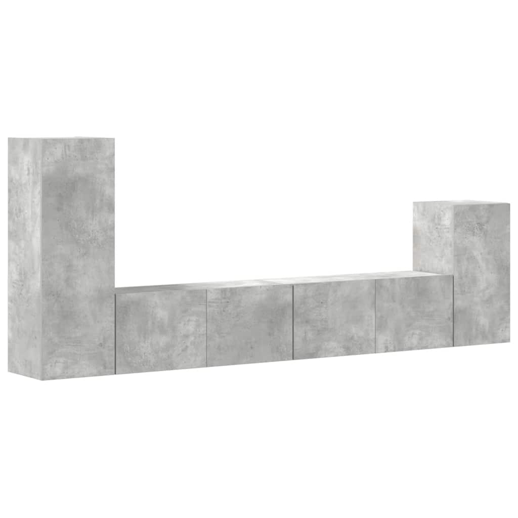Set di Mobili Porta TV 4 pz Grigio Cemento in Legno Multistrato