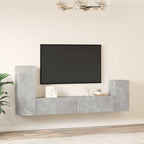 Set di Mobili Porta TV 4 pz Grigio Cemento in Legno Multistrato