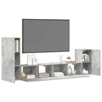 Set di Mobili Porta TV 4 pz Grigio Cemento in Legno Multistrato