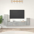Set di Mobili Porta TV 4 pz Grigio Cemento in Legno Multistrato