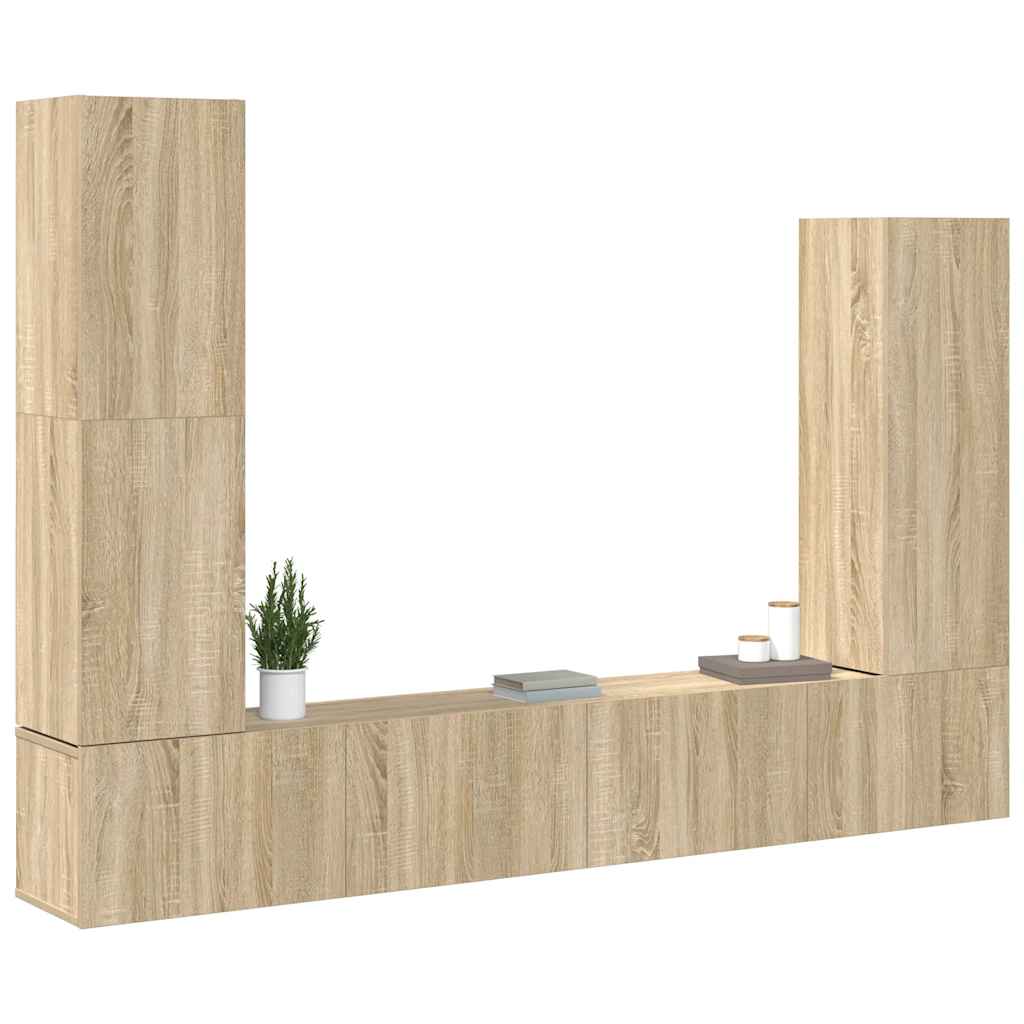 Set di Mobili Porta TV 4 pz Rovere Sonoma in Legno Multistrato