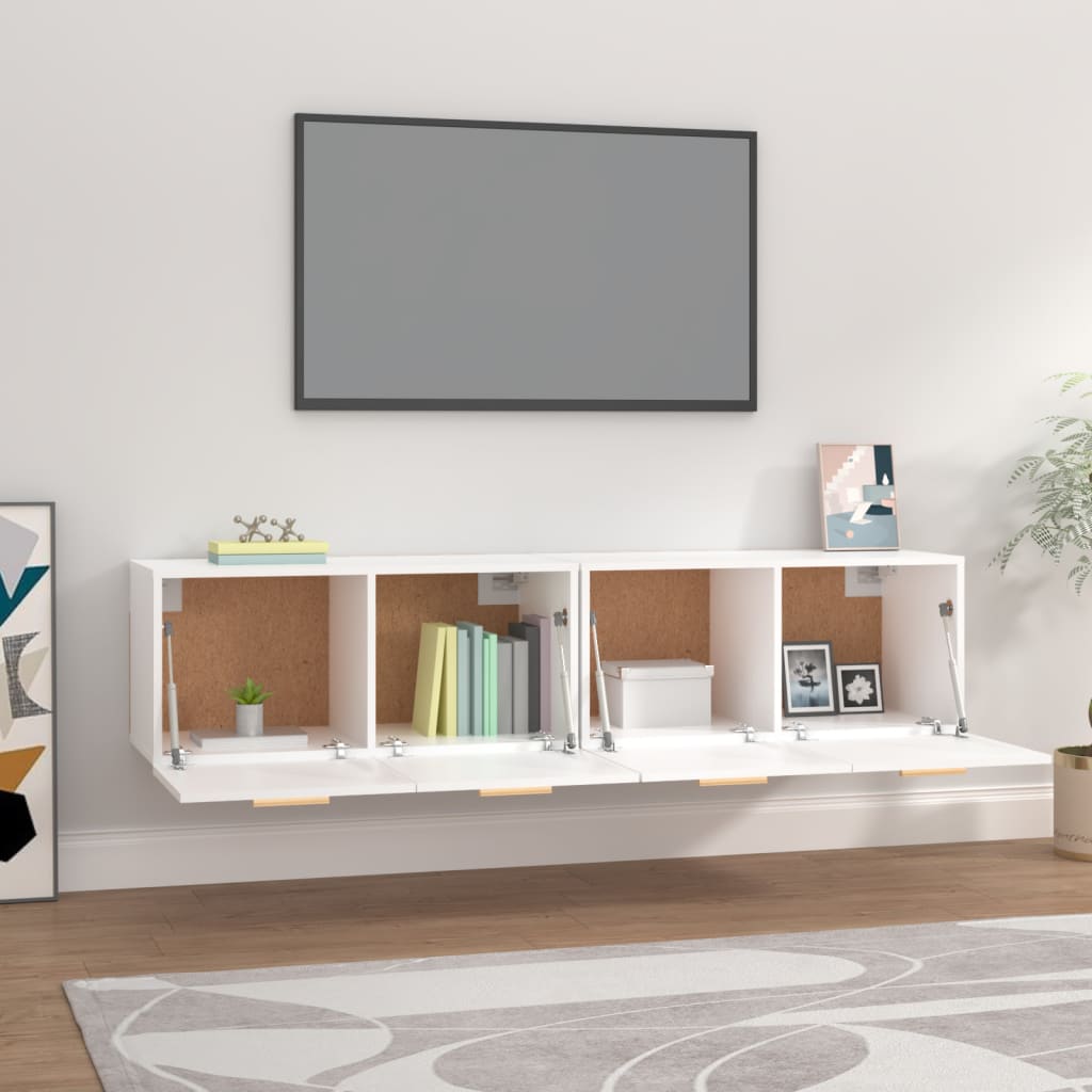 Mobili Parete 2 pz Bianco 80x35x36,5cm Legno Multistrato