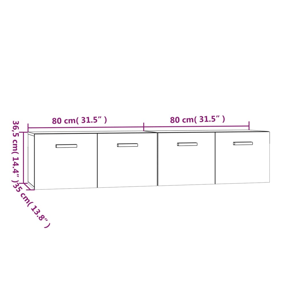 Mobili Parete 2 pz Bianco 80x35x36,5cm Legno Multistrato