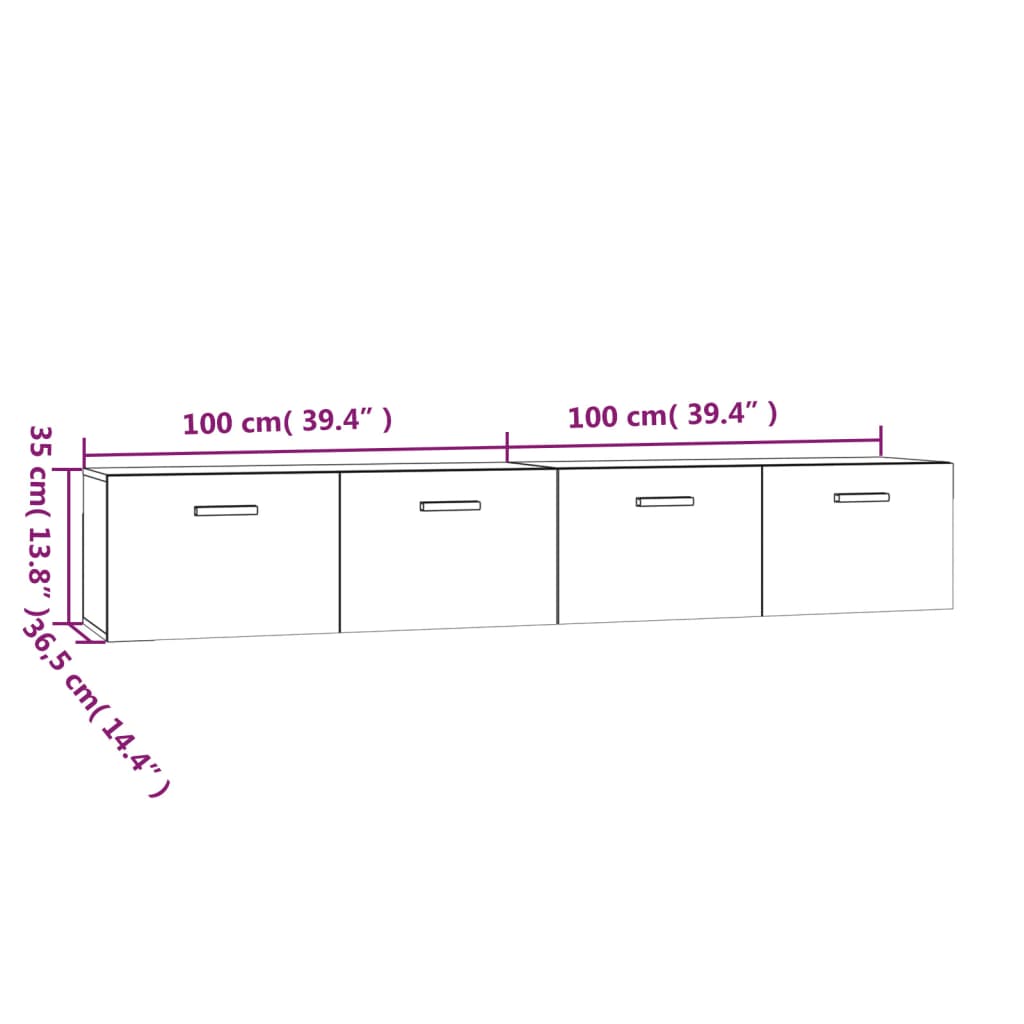 Mobili Parete 2 pz Rovere Fumo 100x36,5x35 cm Legno Multistrato