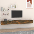 Mobili a Muro 2 pz Rovere Fumo 102x30x20cm in Legno Multistrato