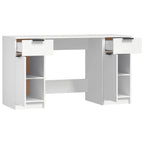 Scrivania con Mobile Laterale Bianco in Legno Multistrato