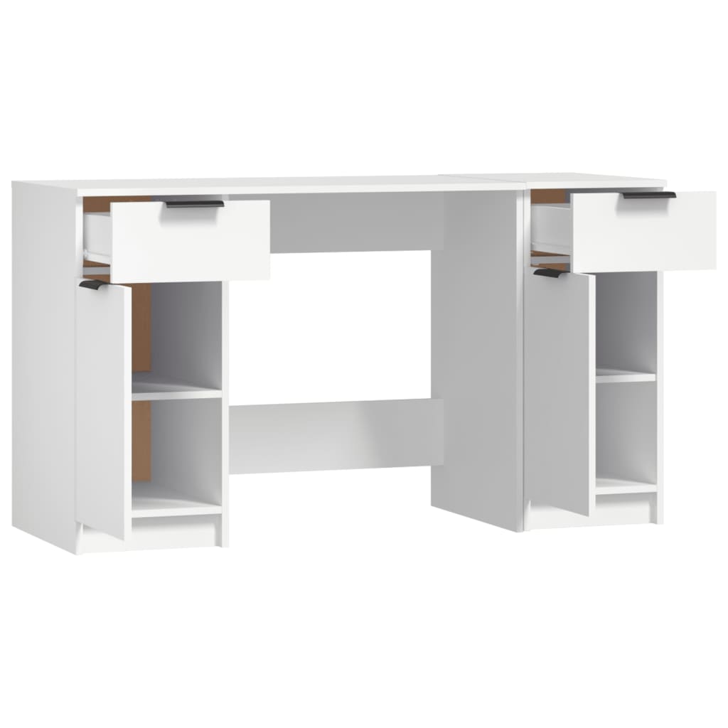 Scrivania con Mobile Laterale Bianco in Legno Multistrato