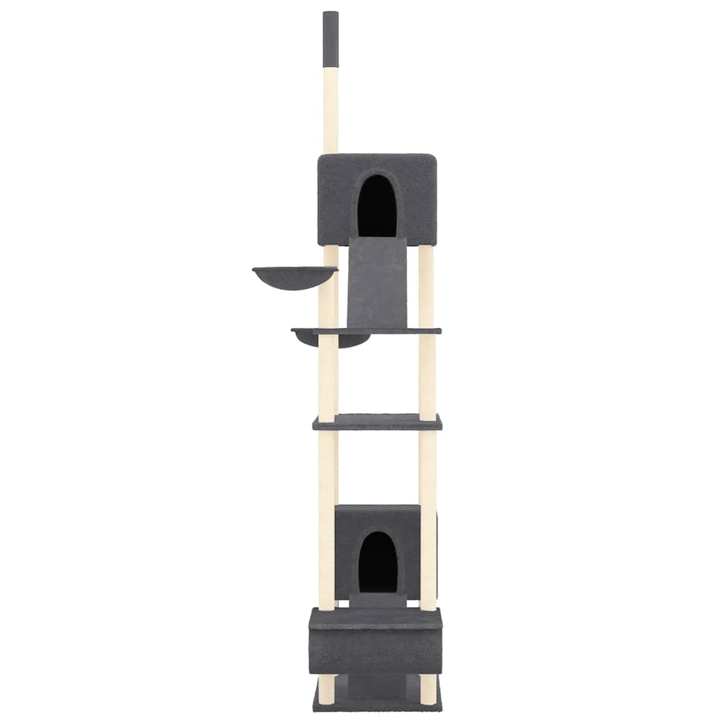 Albero per Gatti Pavimento Soffitto Grigio Scuro 277-303 cm
