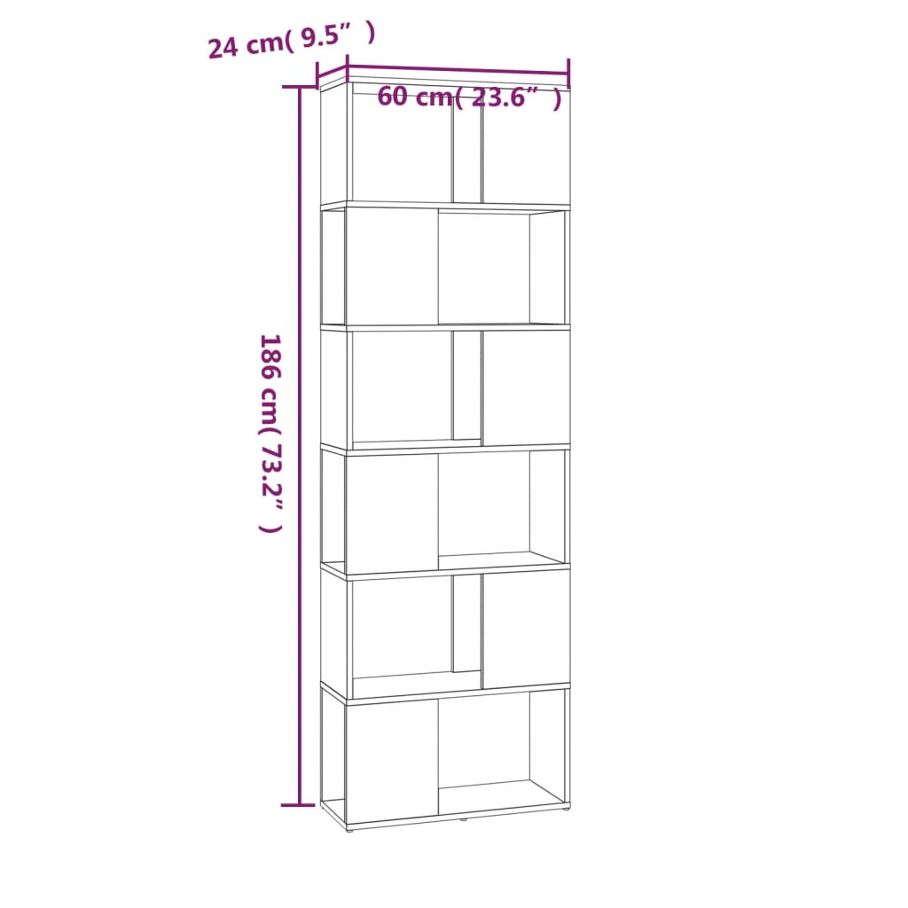 Libreria/Divisorio Rovere Fumo 60x24x186 cm